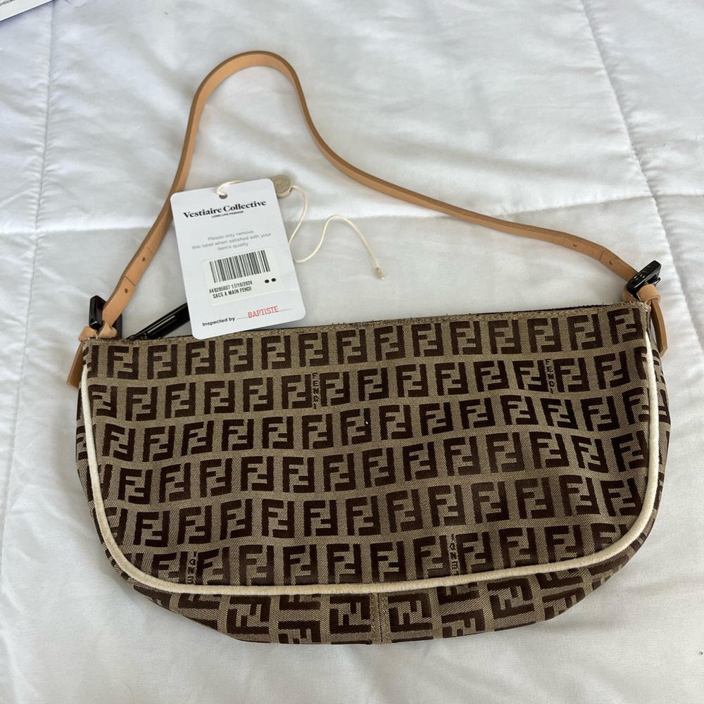 Fendi Zucchino Brown and Tan Women's shoulder Bag